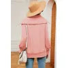 New long sleeved zipper lapel shawl pullover hoodie for women