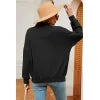 Autumn and winter new solid color zipper long sleeved loose pullover sweatshirt jacket for women