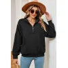 Autumn and winter new solid color zipper long sleeved loose pullover sweatshirt jacket for women