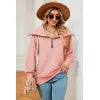 New long sleeved zipper lapel shawl pullover hoodie for women