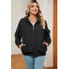 Autumn and winter new solid color zipper long sleeved loose pullover sweatshirt jacket for women