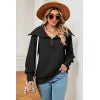 New long sleeved zipper lapel shawl pullover hoodie for women