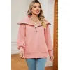 New long sleeved zipper lapel shawl pullover hoodie for women
